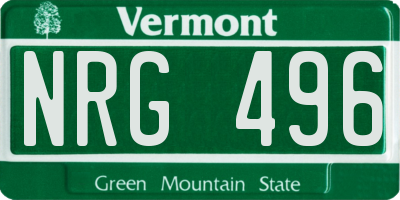 VT license plate NRG496