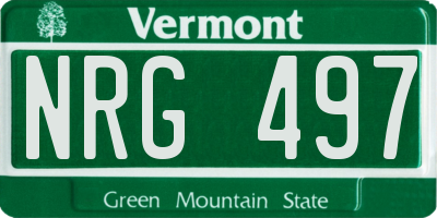 VT license plate NRG497
