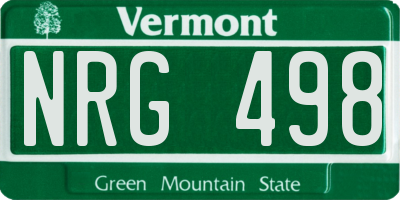 VT license plate NRG498