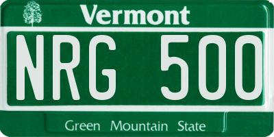 VT license plate NRG500