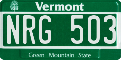 VT license plate NRG503