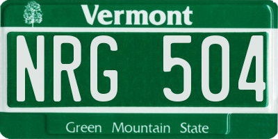 VT license plate NRG504