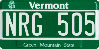 VT license plate NRG505
