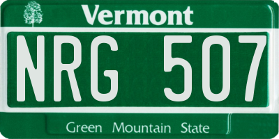 VT license plate NRG507