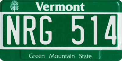 VT license plate NRG514