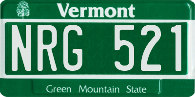 VT license plate NRG521