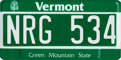 VT license plate NRG534