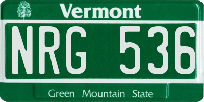 VT license plate NRG536
