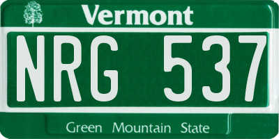 VT license plate NRG537