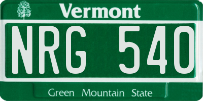 VT license plate NRG540