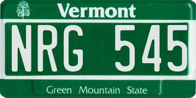 VT license plate NRG545