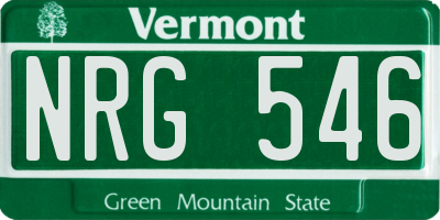 VT license plate NRG546