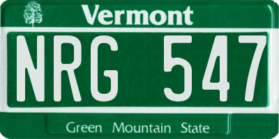 VT license plate NRG547
