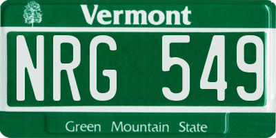 VT license plate NRG549