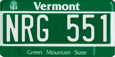 VT license plate NRG551