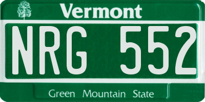 VT license plate NRG552