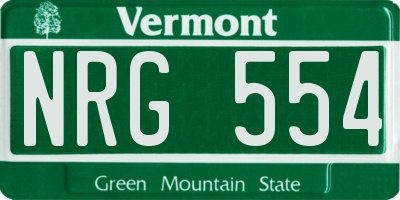 VT license plate NRG554