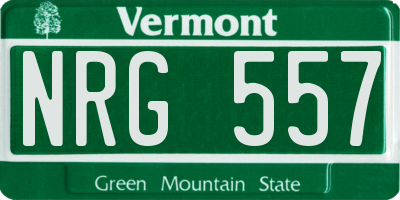 VT license plate NRG557