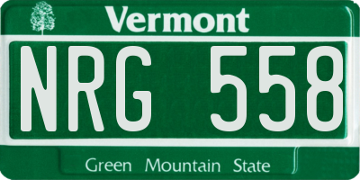 VT license plate NRG558
