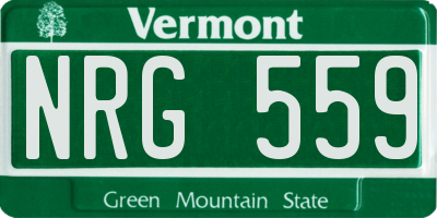 VT license plate NRG559