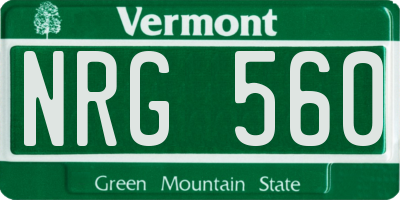 VT license plate NRG560
