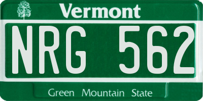 VT license plate NRG562