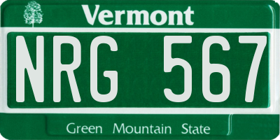 VT license plate NRG567