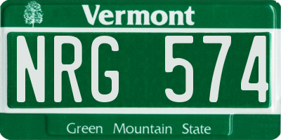 VT license plate NRG574