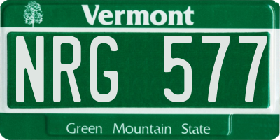 VT license plate NRG577