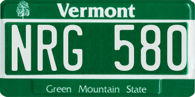 VT license plate NRG580