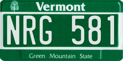 VT license plate NRG581