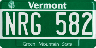 VT license plate NRG582