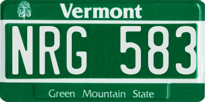 VT license plate NRG583