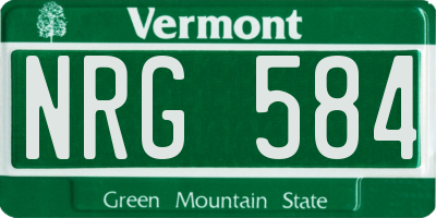 VT license plate NRG584