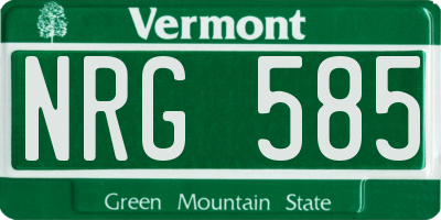 VT license plate NRG585