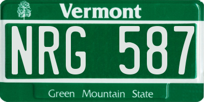 VT license plate NRG587