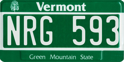 VT license plate NRG593