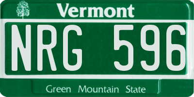 VT license plate NRG596