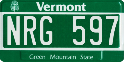 VT license plate NRG597
