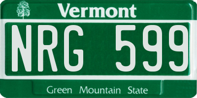 VT license plate NRG599