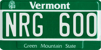 VT license plate NRG600