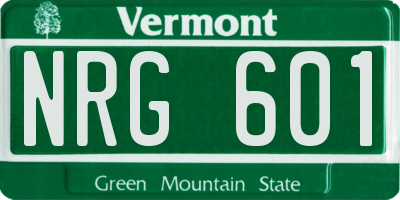 VT license plate NRG601
