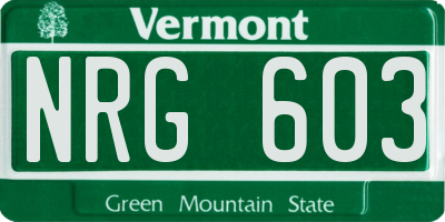 VT license plate NRG603