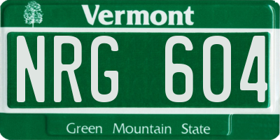 VT license plate NRG604