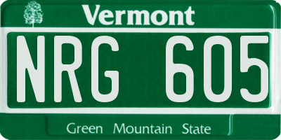VT license plate NRG605