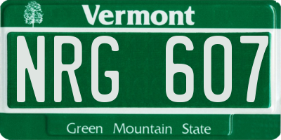 VT license plate NRG607