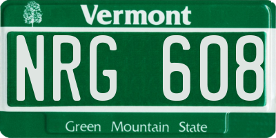 VT license plate NRG608