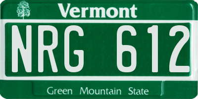 VT license plate NRG612