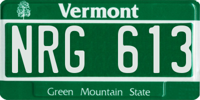 VT license plate NRG613