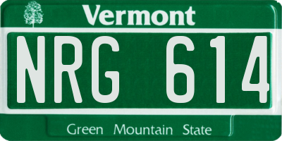 VT license plate NRG614